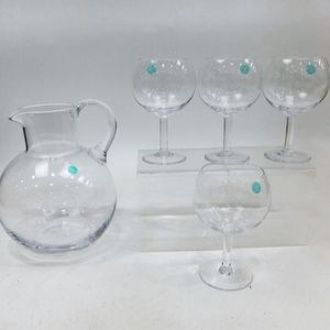 Tiffany & Co Crystal Refresher Water Pitcher W/4 Glasses
